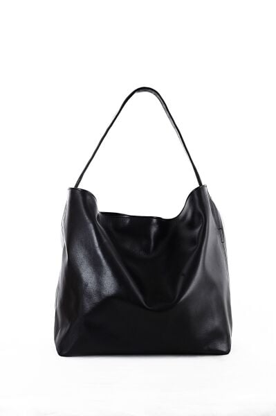 Deri El Yapımı Siyah Hobo Çanta