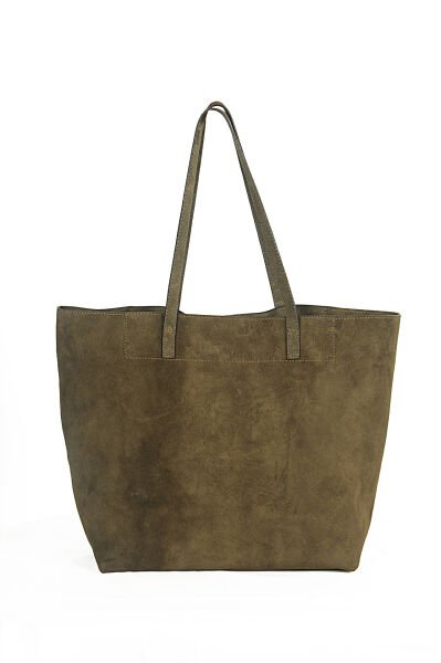 Süet El Yapımı Haki El-Omuz Çantası